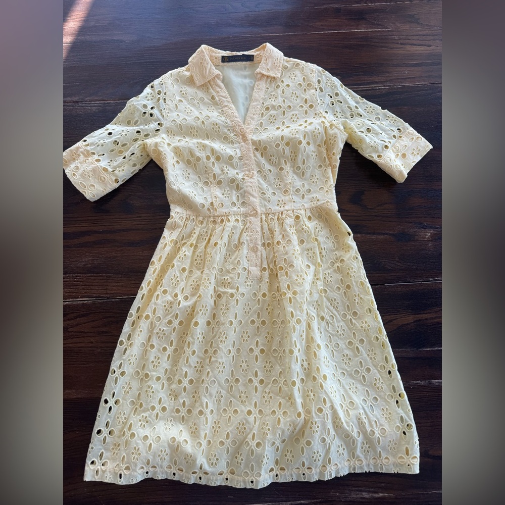 Outback Red Anthropologie Yellow Eyelet Shirt Dress Size 4 Cottagecore